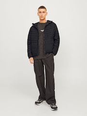 JACK & JONES Black Packable Quilted Hooded Jacket - Image 5 of 7