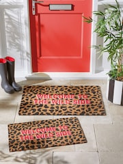 Multi Leopard Print Wild Side Slogan Doormat - Image 1 of 5