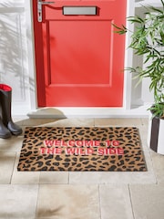 Multi Leopard Print Wild Side Slogan Doormat - Image 2 of 5