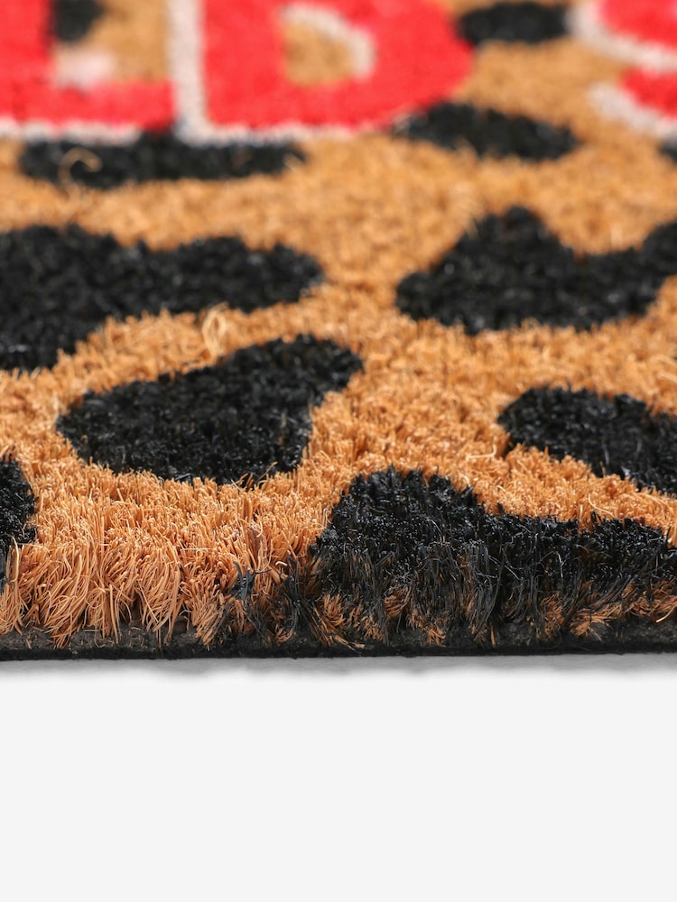 Multi Leopard Print Wild Side Slogan Doormat - Image 3 of 5