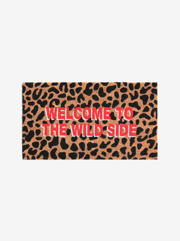 Multi Leopard Print Wild Side Slogan Doormat - Image 4 of 5
