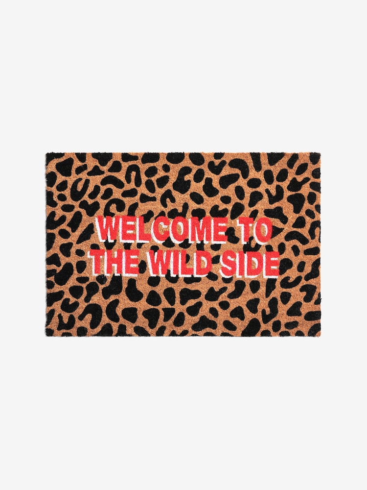 Multi Leopard Print Wild Side Slogan Doormat - Image 5 of 5