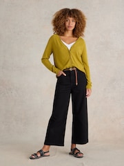 White Stuff Black Tia Wide Leg Crop Jeans - Image 1 of 6