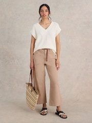 White Stuff Natural Tia Wide Leg Crop Jeans - Image 1 of 7