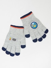FatFace Grey Space Badge Gloves - Image 1 of 2