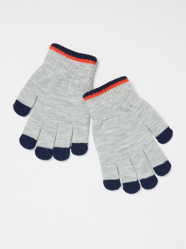 FatFace Grey Space Badge Gloves - Image 2 of 2