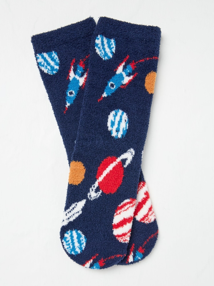 FatFace Navy Space Fluffy Socks - Image 1 of 2