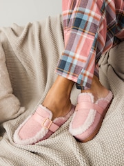 Pink Borg Buckle Mule Slippers - Image 1 of 8