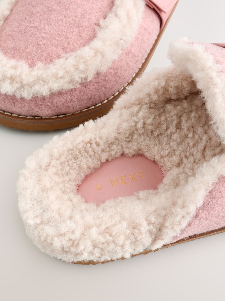 Pink Borg Buckle Mule Slippers - Image 8 of 8