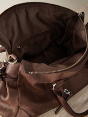 Tan Brown Leather Washed Grab Bag - Image 11 of 11