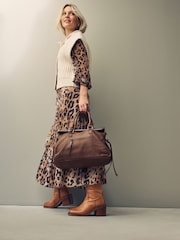 Tan Brown Leather Washed Grab Bag - Image 2 of 11