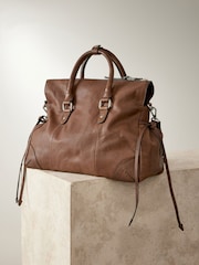 Tan Brown Leather Washed Grab Bag - Image 7 of 11