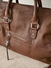 Tan Brown Leather Washed Grab Bag - Image 9 of 11