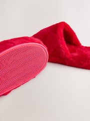 Red Faux Fur Carved Heart Mule Slippers - Image 8 of 8