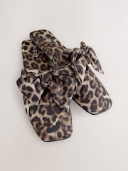 Animal Linen Blend Bow Mule Slippers - Image 6 of 8