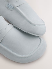 Blue Suede Loafer Mule Slippers with Borg Lining - Image 8 of 9