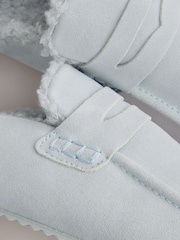 Blue Suede Loafer Mule Slippers with Borg Lining - Image 9 of 9
