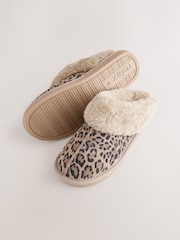 Animal Suede Faux Fur Lined Mule Slippers - Image 5 of 8