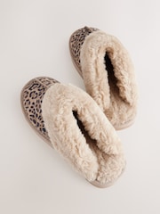 Animal Suede Faux Fur Lined Mule Slippers - Image 8 of 8