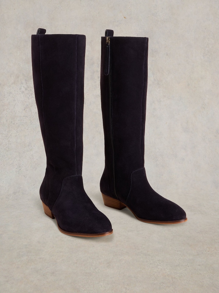White Stuff Blue Willow Suede Knee High Boots - Image 2 of 4