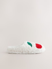 Ecru Cherries Borg Graphic Mule Slippers - Image 4 of 6