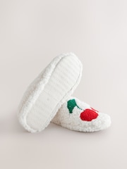 Ecru Cherries Borg Graphic Mule Slippers - Image 6 of 6