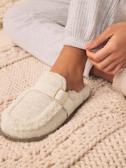 Oatmeal Borg Buckle Mule Slippers - Image 2 of 8
