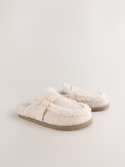 Oatmeal Borg Buckle Mule Slippers - Image 3 of 8