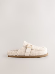 Oatmeal Borg Buckle Mule Slippers - Image 4 of 8