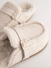 Oatmeal Borg Buckle Mule Slippers - Image 5 of 8