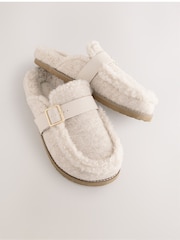 Oatmeal Borg Buckle Mule Slippers - Image 6 of 8