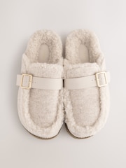 Oatmeal Borg Buckle Mule Slippers - Image 7 of 8