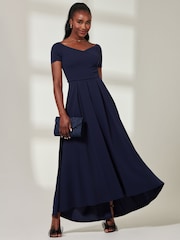 Jolie Moi Blue Light Yana Off Shoulder Scuba Maxi Dress - Image 5 of 6