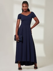 Jolie Moi Blue Light Yana Off Shoulder Scuba Maxi Dress - Image 6 of 6