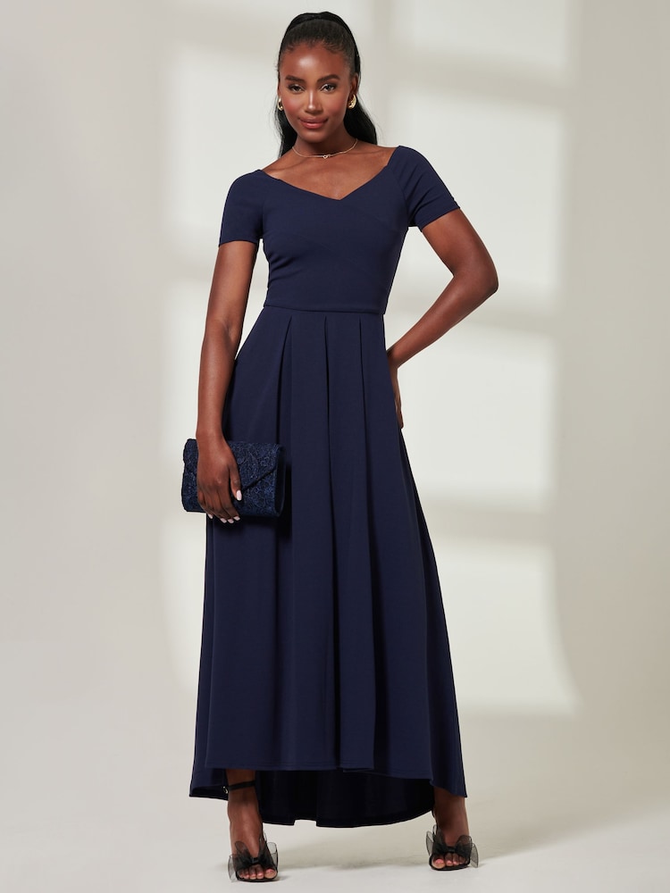 Jolie Moi Blue Light Yana Off Shoulder Scuba Maxi Dress - Image 6 of 6 Jolie Moi Blue Light Yana Off Shoulder Scuba Maxi Dress - Image 6 of 6
