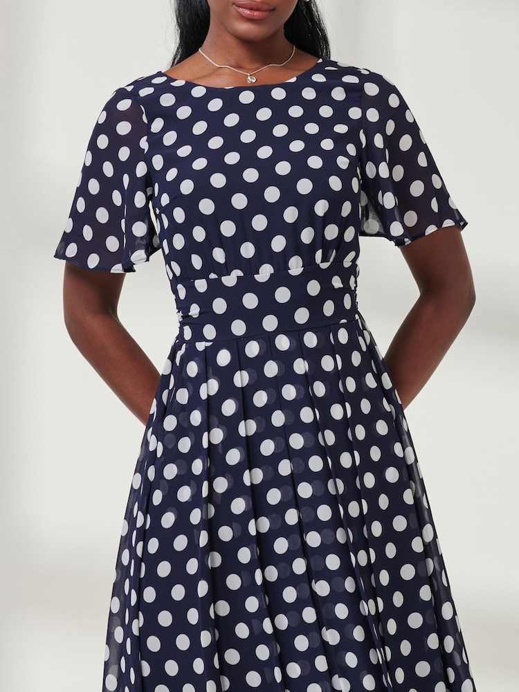 knee length dresses for ladies Georgie Midi Dress in Blue Floral