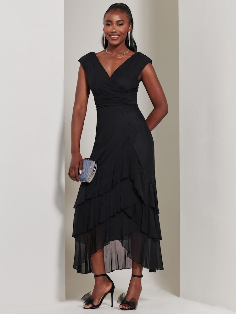 Jolie Moi Maxikleid mit Wickeloberteil, Rüschen und Netzstoff - Bild 1 von 6 Jolie Moi Maxikleid mit Wickeloberteil, Rüschen und Netzstoff - Bild 1 von 6