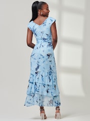 Jolie Moi Blue Yuri Mesh Frill Hem Maxi Dress - Image 2 of 6