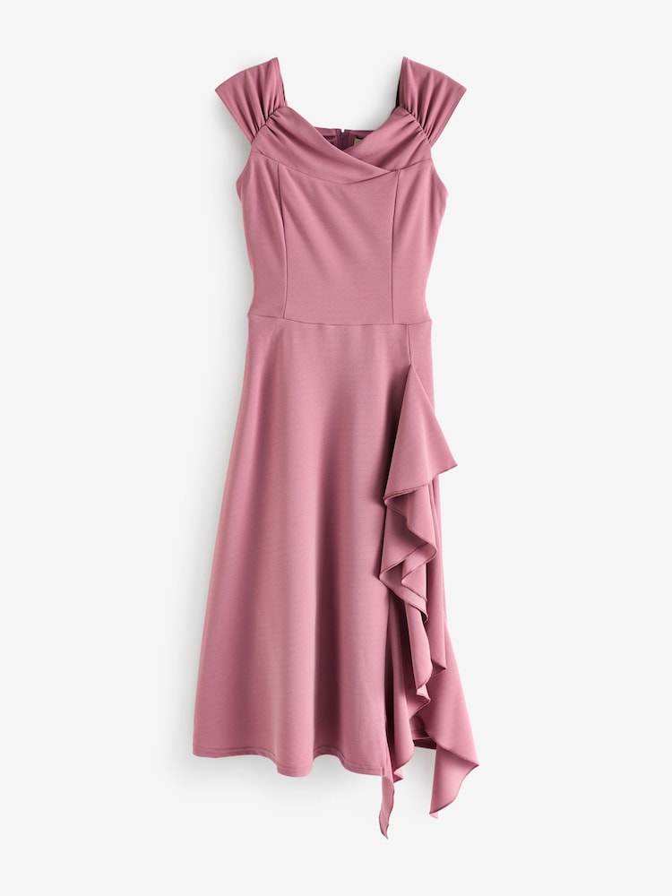 Jolie Moi Purple Isla Frill Midi Dress - Image 7 of 7 Jolie Moi Purple Isla Frill Midi Dress - Image 7 of 7
