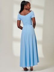 Jolie Moi Blue Yana Off Shoulder Scuba Maxi Dress - Image 2 of 6