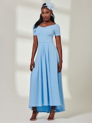 Jolie Moi Blue Yana Off Shoulder Scuba Maxi Dress - Image 5 of 6