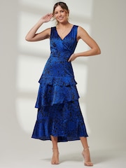 Jolie Moi Blue Tiered Hem Sleeveless Maxi Dress - Image 1 of 7