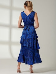 Jolie Moi Blue Tiered Hem Sleeveless Maxi Dress - Image 2 of 7