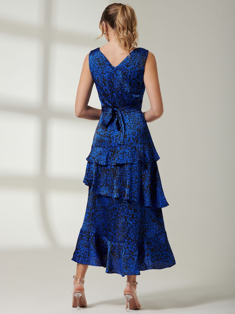 Jolie Moi Blue Tiered Hem Sleeveless Maxi Dress - Image 2 of 7