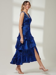 Jolie Moi Blue Tiered Hem Sleeveless Maxi Dress - Image 3 of 7