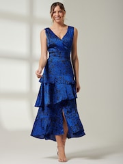 Jolie Moi Blue Tiered Hem Sleeveless Maxi Dress - Image 5 of 7