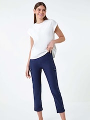 Roman Blue Turn Up Stretch Cargo Trousers - Image 2 of 5