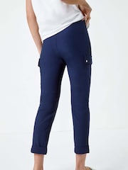 Roman Blue Turn Up Stretch Cargo Trousers - Image 3 of 5