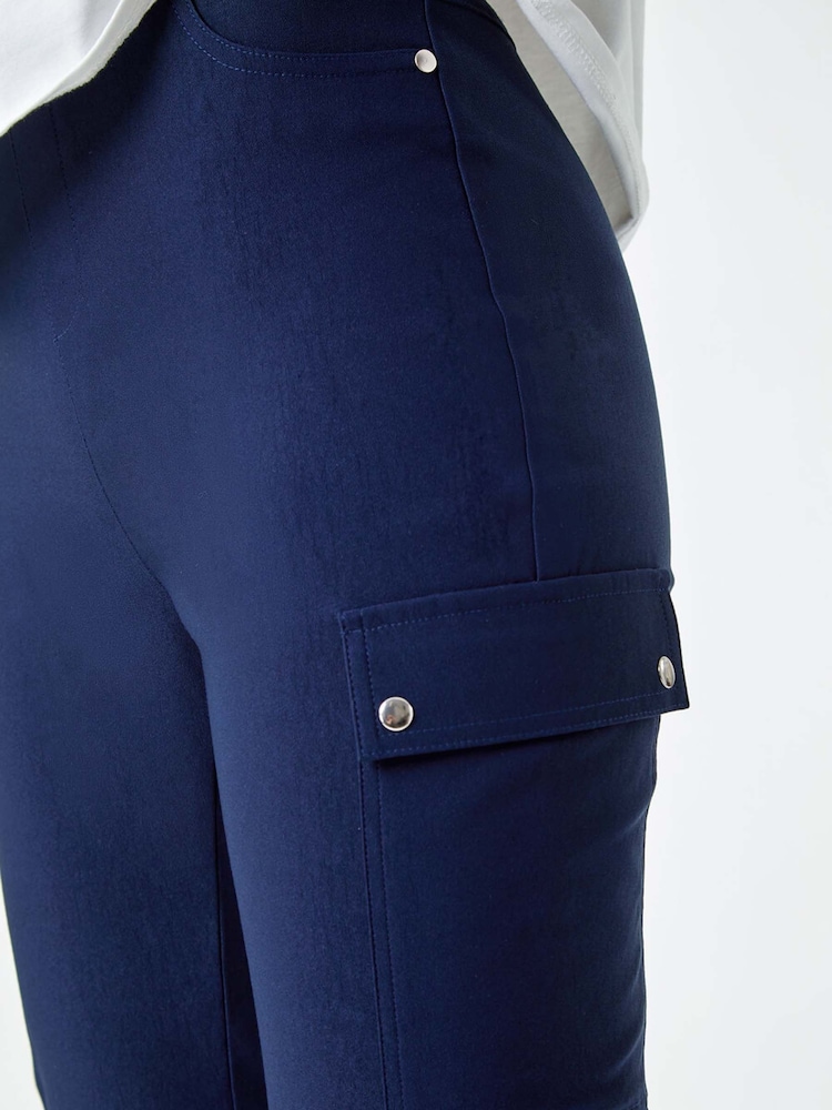 Roman Blue Turn Up Stretch Cargo Trousers - Image 5 of 5
