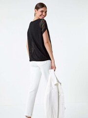 Roman Black Cut Out Detail Stretch Top - Image 3 of 5